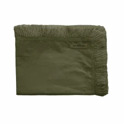 Bed and Philosophy Plaid en lin & coton finitions frangées vert 150x180cm