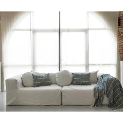 Bed and Philosophy Plaid en lin et coton bleu 135x200cm