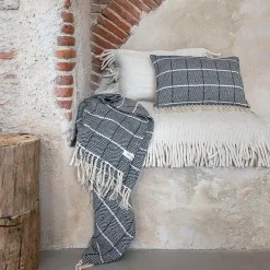 Bed and Philosophy Plaid en lin et coton bleu 135x200cm