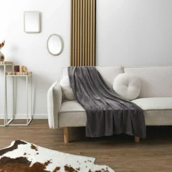 Best Home Deco Factory Plaid en microfibre gris foncé - 120x150 cm
