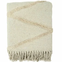 Home Deco Factory Plaid ethnique relief losange beige - 150x120 cm