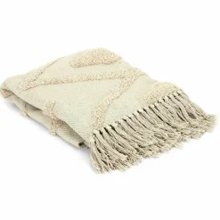 Home Deco Factory Plaid ethnique relief losange beige - 150x120 cm