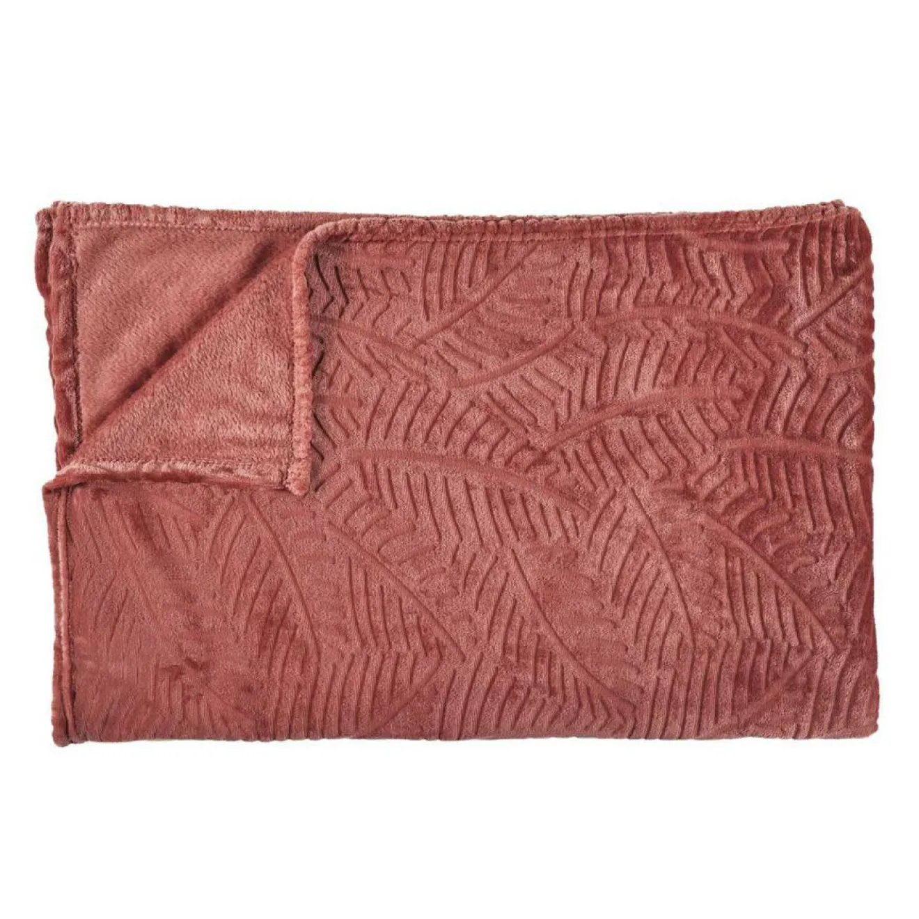 Home Deco Factory Plaid flanelle embossé terracotta - 150x200 cm