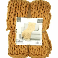 Home Deco Factory Plaid grosse maille chunky jaune - 150x120 cm