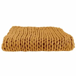 Home Deco Factory Plaid grosse maille chunky jaune - 150x120 cm