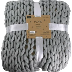 Home Deco Factory Plaid grosse maille Chunky gris - 150x120 cm