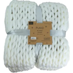 New Home Deco Factory Plaid grosse maille Chunky écru - 150x120 cm