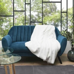 Home Deco Factory Plaid imiation fourrure Ooulence blanc - 120x150 cm