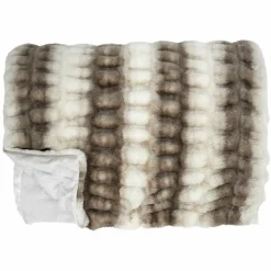 Home Deco Factory Plaid imitation fourrure luxury blanc/marron - 140x200 cm