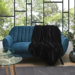 Discount Home Deco Factory Plaid imitation fourrure Opulence noir - 120x150 cm