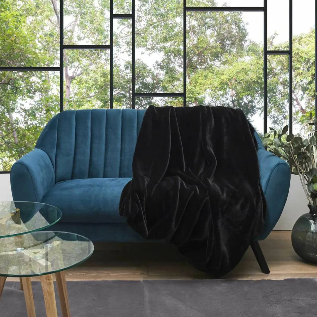 Discount Home Deco Factory Plaid imitation fourrure Opulence noir - 120x150 cm