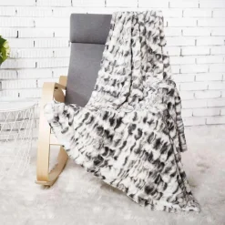 Online Home Deco Factory Plaid imitation fourrure Opulence ombré blanc/noir - 140x200 cm