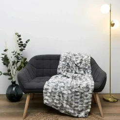 Online Home Deco Factory Plaid imitation fourrure Opulence ombré blanc/noir - 140x200 cm