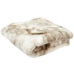 Home Deco Factory Plaid imitation fourrure Opulence blanc/marron - 140x200 cm