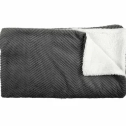 Home Deco Factory Plaid imitation fourrure sherpa gris - 140x200 cm