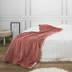 Hot Home Deco Factory Plaid imitation fourure et Sherpa rose - 140x200 cm