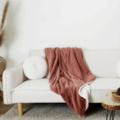 Hot Home Deco Factory Plaid imitation fourure et Sherpa rose - 140x200 cm