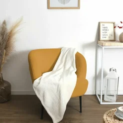 Home Deco Factory Plaid nid d'abeille blanc - 120x150 cm