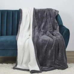 Best Home Deco Factory Plaid nid d'abeille Sherpa XXL gris foncé - 180x220 cm