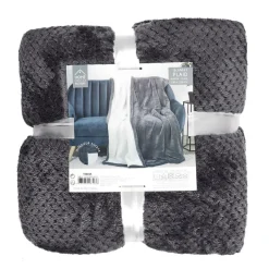 Best Home Deco Factory Plaid nid d'abeille Sherpa XXL gris foncé - 180x220 cm
