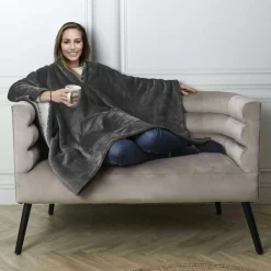 Home Deco Factory Plaid poncho gris - 130x170 cm