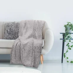 Online Home Deco Factory Plaid sherpa gris - 120x150 cm