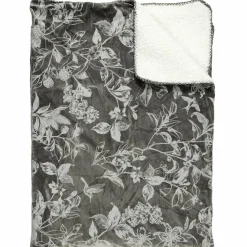 Clearance Home Deco Factory Plaid velours motif Sherpa gris - 120x150 cm