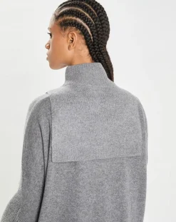 Best Cashmere Tribu Plastron 100% Cachemire col montant en côtes Carla gris