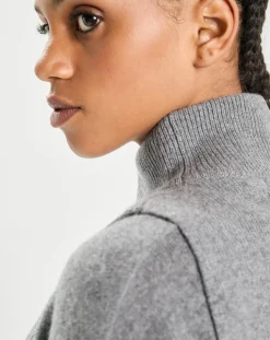 Best Cashmere Tribu Plastron 100% Cachemire col montant en côtes Carla gris