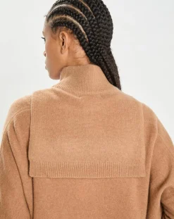 Femme Cashmere Tribu Plastron 100% Cachemire col montant en côtes Carla mocha