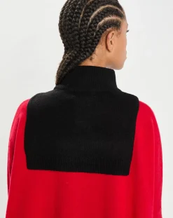 Outlet Cashmere Tribu Plastron 100% Cachemire col montant en côtes Carla noir