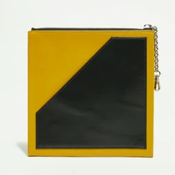 Femme Marni Pochette en Cuir à main mousqueton moutarde - 18x19 cm