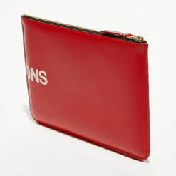 Online Comme des Garçons Pochette Wallet en Cuir Bags In Red rouge - 22x16x0.5 cm