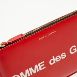 Online Comme des Garçons Pochette Wallet en Cuir Bags In Red rouge - 22x16x0.5 cm