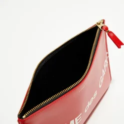 Online Comme des Garçons Pochette Wallet en Cuir Bags In Red rouge - 22x16x0.5 cm