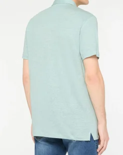 Sale Hackett London Polo 100% Lin Chambray céladon