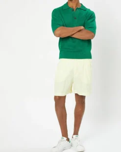 Discount Marc O'Polo Polo 100% Lin manches courtes Maille vert emeraude