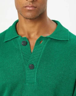 Discount Marc O'Polo Polo 100% Lin manches courtes Maille vert emeraude