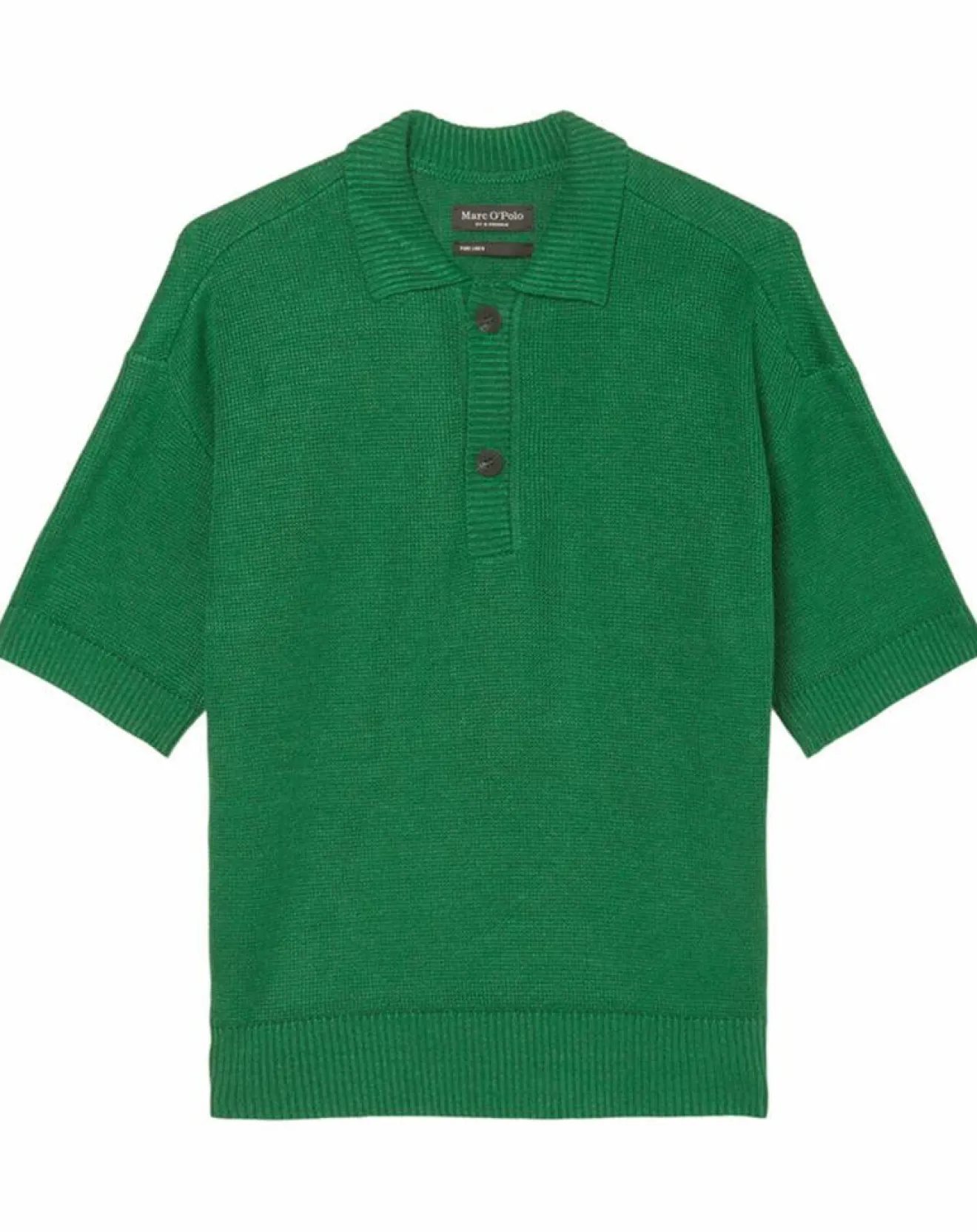 Discount Marc O'Polo Polo 100% Lin manches courtes Maille vert emeraude