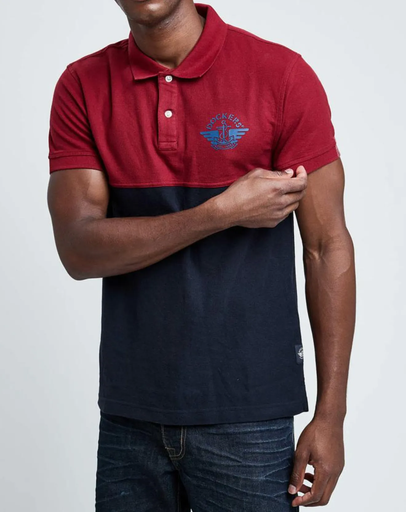 Homme Dockers Polo Bicolore rouge/marine
