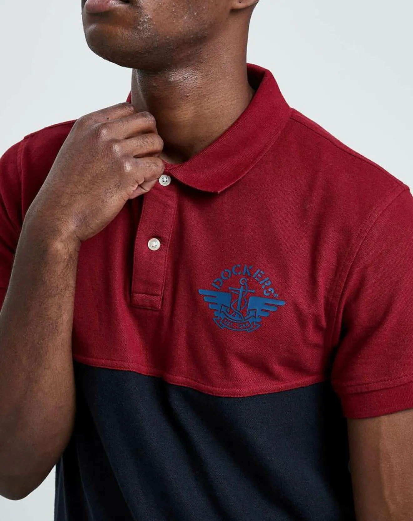 Homme Dockers Polo Bicolore rouge/marine