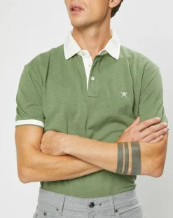 Outlet Hackett London Polo Classic Fit Piqué Brand kaki