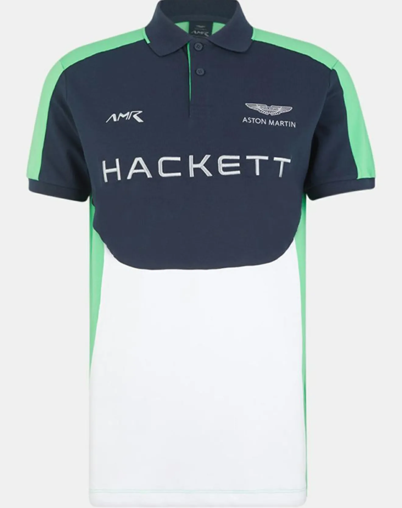 Hackett London Polo Droit Multi Patch Aston Martin Racing bleu/blanc/vert fluo