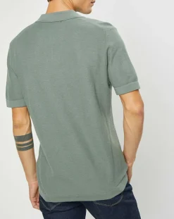 Homme Hackett London Polo en Coton & Soie kaki