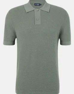 Homme Hackett London Polo en Coton & Soie kaki