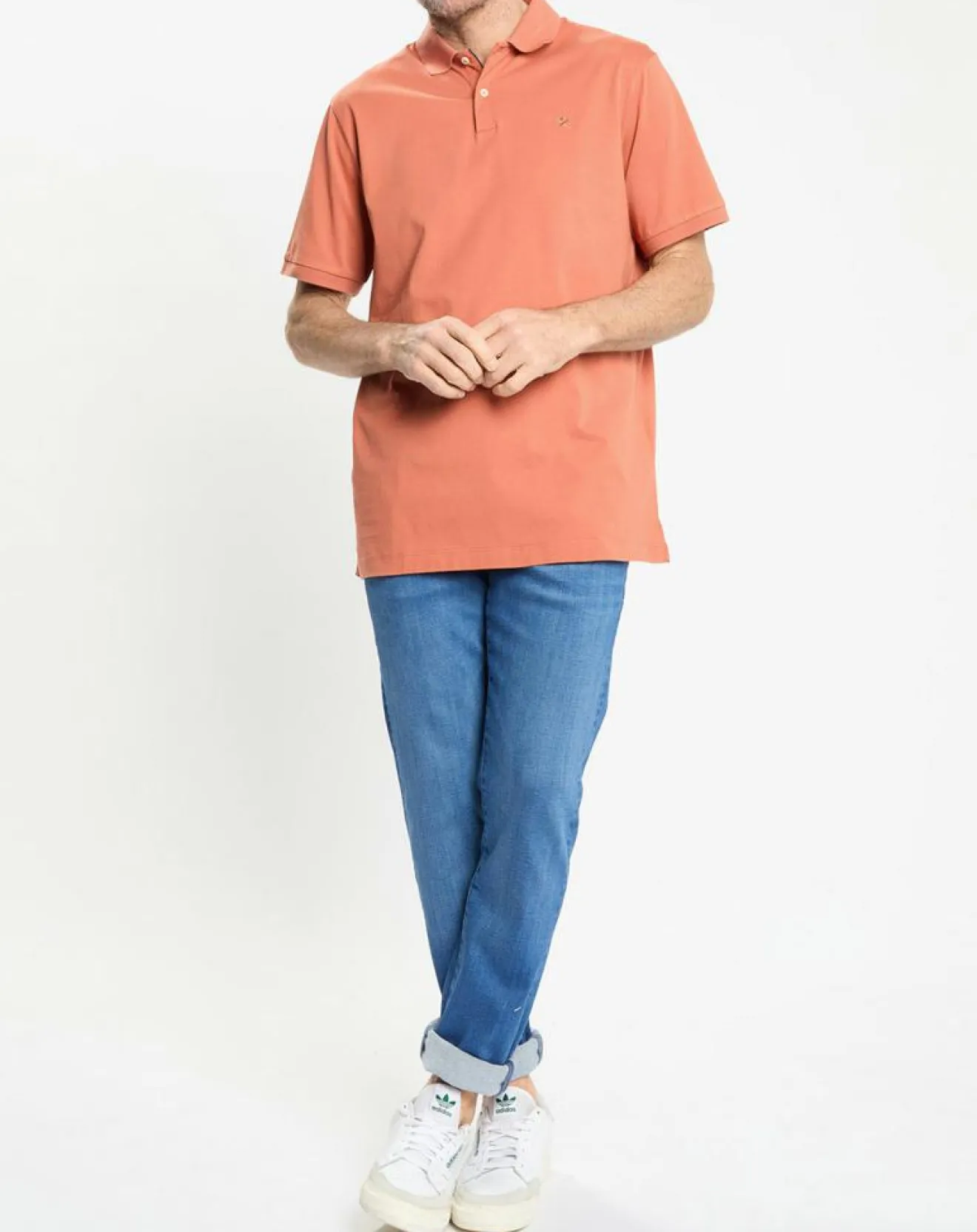 Sale Hackett London Polo en Jersey Regular Fit uni Smart orange moyen