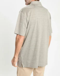 New Hackett London Polo en Lin mélangé Regular Fit Oxford beige moyen chiné