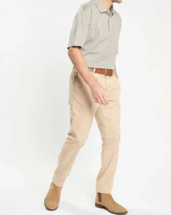 New Hackett London Polo en Lin mélangé Regular Fit Oxford beige moyen chiné