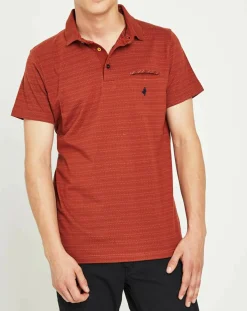 New MCS Polo en maille piquée jacquard rouille