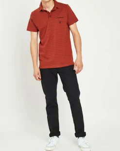 New MCS Polo en maille piquée jacquard rouille